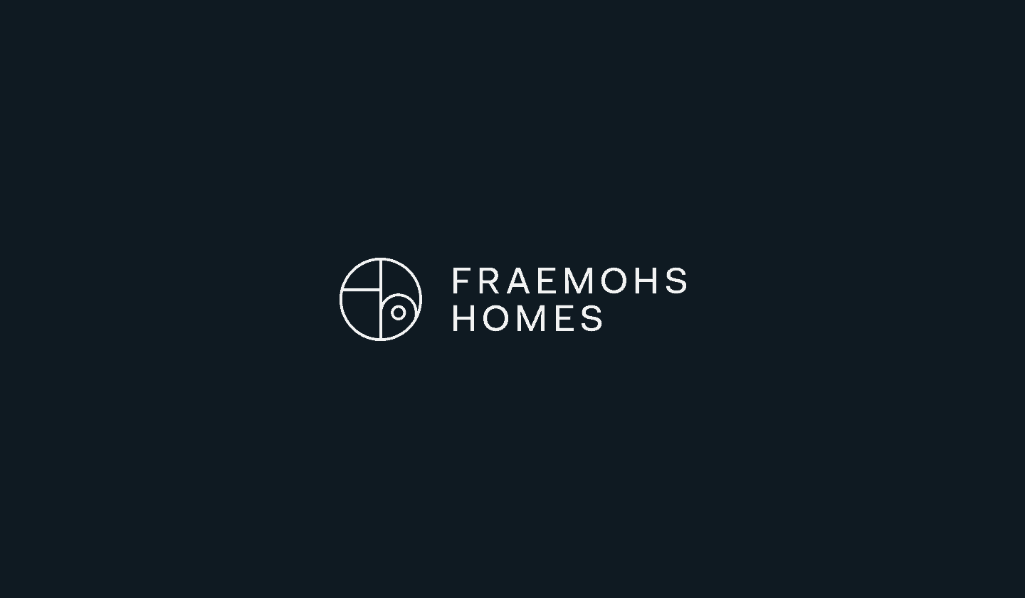Fraemohs Homes 50th anniversary logo design featuring Scandinavian-inspired branding and tree ring symbolism
