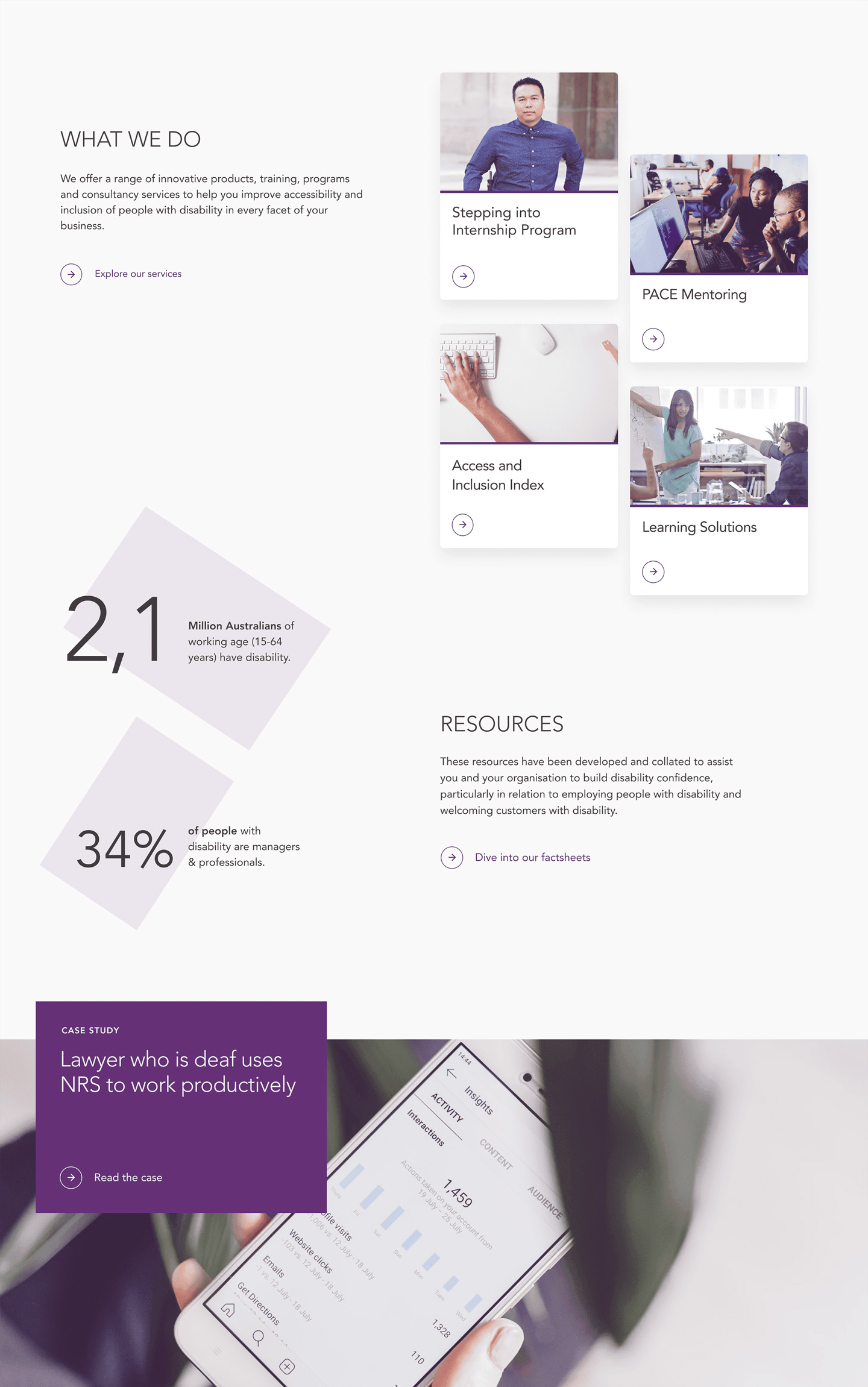 Screen reader demonstration on accessible website showing proper navigation structure and alternative text