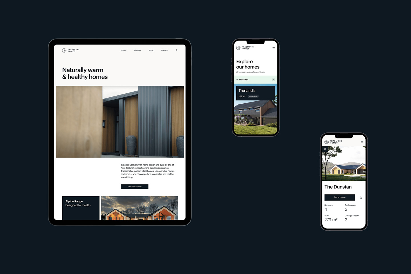 Home Grown Homes marketing campaign materials displaying refreshed Fraemohs brand identity and messaging